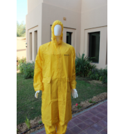 Rain Coat Light Weight 7814 Yellow - 170T Polyester Coated PVC Waterproof Rain Coat with Collar Hidden Hood and Reflective Back Tape, High Visibility Yellow, Durable Lightweight, Sizes M-2XL