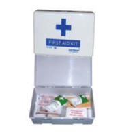 Workplace First Aid Kit FS-009 – 5 Person Compact Medical Kit with 12 Essential Supplies, White Plastic Case, Portable First Aid Box for Workplace, Travel, & Home Safety