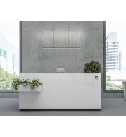 Reception Desk Made by using 18mm thick Melamine faced MDF with 2/0.6mm PVC edgeband. Providing a Storage space under structure with 3 drawers. Using hardware, 4" pull handle, Normal Channel and 3 in 1 multi lock.