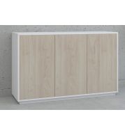 Low Height Storage Cabinet (450mm Depth) Made by using 18mm thick Melamine faced MDF with 2/0.6mm PVC edgeband. Providing swing shutters with Soft close hinges, 4" pull handle and lock.