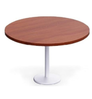 Round Table Table top 18mm thick Melamine faced MDF with .5mm edge lipping finish, with Powder Coated Metal Leg.