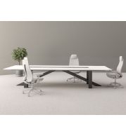 MATRIX Meeting Table Tabletop: 36mm thick Melamine faced MDF (border thickness only), with 2mm thick edge banding with Legs: Powder Coated metal legs. Metal Frame Size (Total Length Deduct 600 to 800mm x Depth 800mm) Only Table Top Extended.