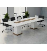 MEETING TABLE - Type 3 Table Top: 36mm thick (Border thick Only) Melamine Faced MDF with 2mm PVC Edgeband. Leg: Rectangular Box type leg 18mm thick Melamine Faced MDF with .5mm thick Edgeband. Modesty included.