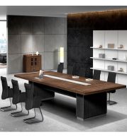 MEETING TABLE - Type 4 Table Top: 36mm thick (Border thick Only) Melamine Faced MDF with 2mm PVC Edgeband. Leg: Rectangular Box type leg 18mm thick Melamine Faced MDF with .5mm thick Edgeband. Modesty included.