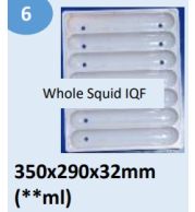 Food and Freezer Grade Virgin Plastic Whole Squid IQF Tray 350x290x32mm for Seafood Export Packaging, Frozen Storage, Hygienic Handling, Cold Chain Transport and International Supply Use
