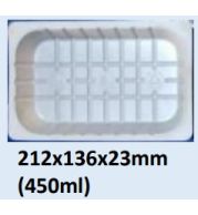Food and Freezer Grade Virgin Plastic Packaging Tray 212x136x23mm 450ml for Seafood Export, Ready to Cook Food, Meat and Mushroom Storage, Packing and Cold Chain Transportation