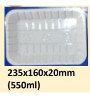 Food and Freezer Grade Virgin Plastic Packaging Tray 235x160x20mm 550ml for Seafood Export, Ready to Cook Food, Meat and Mushroom Storage, Packing and Cold Chain Transportation