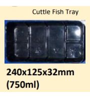 Food and Freezer Grade Virgin Plastic Cuttle Fish Tray 240x125x32mm 750ml for Seafood Export Packaging, Frozen Product Storage, Hygienic Handling and Cold Chain Transport Use