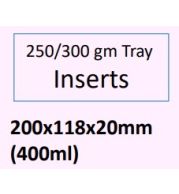 Food and Freezer Grade Virgin Plastic 250/300gm Tray Insert 200x118x20mm 400ml for Food Packaging, Product Portion Support, Hygienic Storage, Display and Cold Chain Transportation