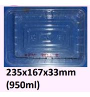 Food and Freezer Grade Virgin Plastic Packaging Tray 235x167x33mm 950ml for Seafood Export, Ready to Cook Food, Meat and Mushroom Storage, Packing and Cold Chain Transportation