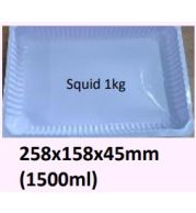 Food and Freezer Grade Virgin Plastic Squid 1kg Tray 258x158x45mm 1500ml for Seafood Export Packaging, Frozen Storage, Hygienic Handling and Cold Chain Shipment Use