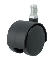 Twin Type Nylon Caster Wheel with Threaded Stem (Model 084) – 8mm x 15mm, Dual Wheel, Smooth & Silent Rolling, 1.5"/2" Sizes for Furniture, Office Chairs, Display Stands & Light Carts